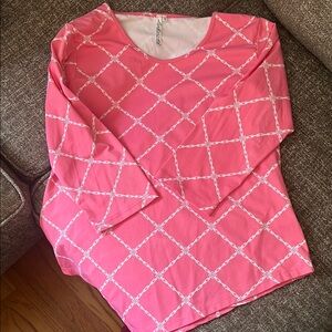 Lulu B Pink and White Boxy 3/4 Sleeve Blouse